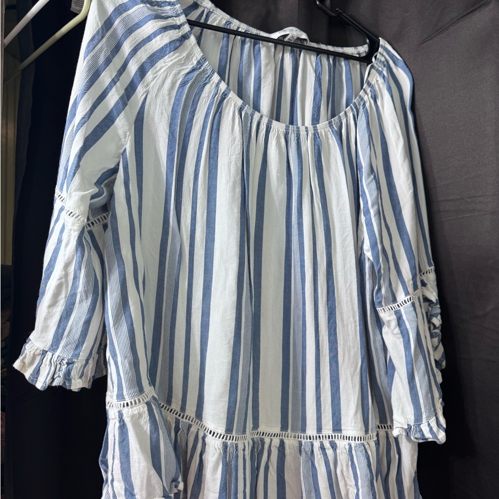 Fever Blue and White Striped Blouse